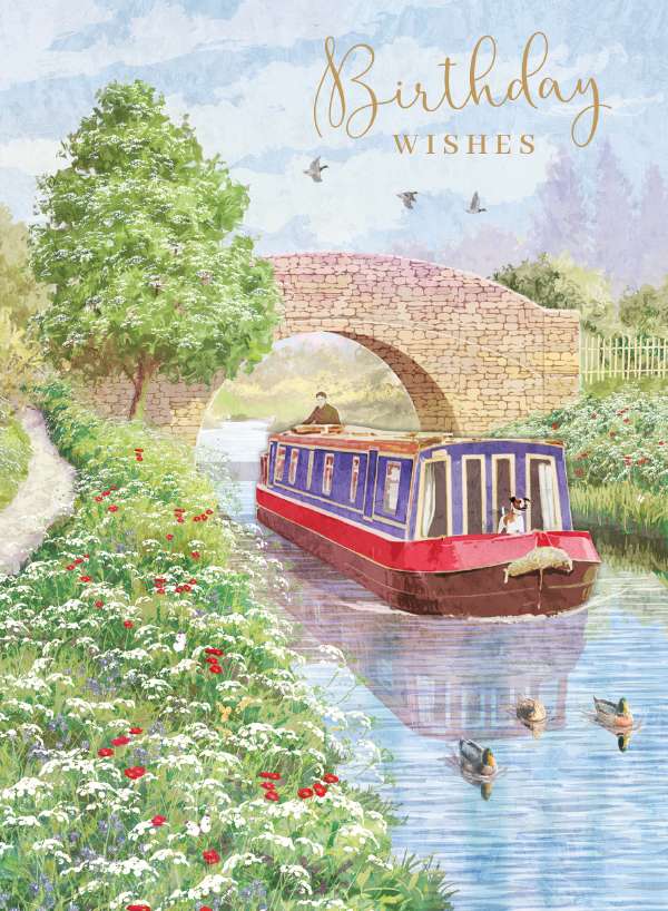Noel Tatt Canal Barge Birthday Card*