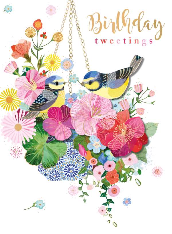 Noel Tatt Hanging Basket Birds Birthday Card*