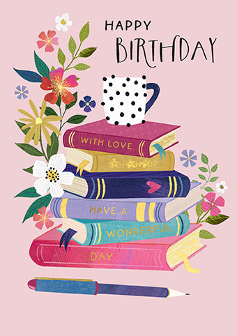 Paper Rose Book Lover Birthday Card*