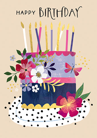 Paper Rose Birthday Cake Birthday Card*