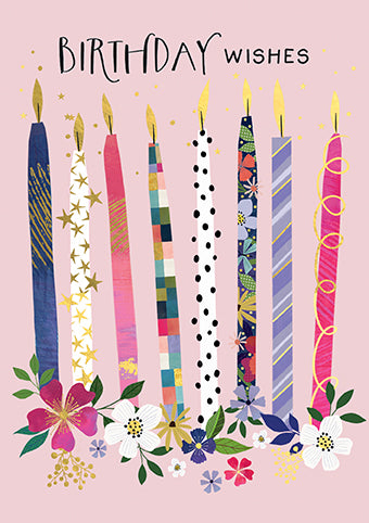 Paper Rose Birthday Candles Birthday Card*