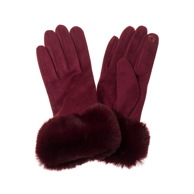 Cherry Ladies Faux Fur Cuff Gloves**