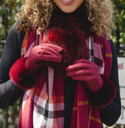 Cherry Ladies Faux Fur Cuff Gloves**