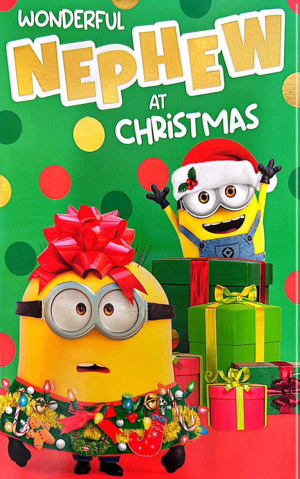 Words N Wishes Minions Nephew Christmas Card**
