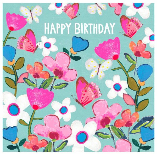 Paper Salad Bright Flower & Butterflies Birthday Card*