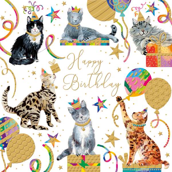 Noel Tatt Cat Birthday Blank Card