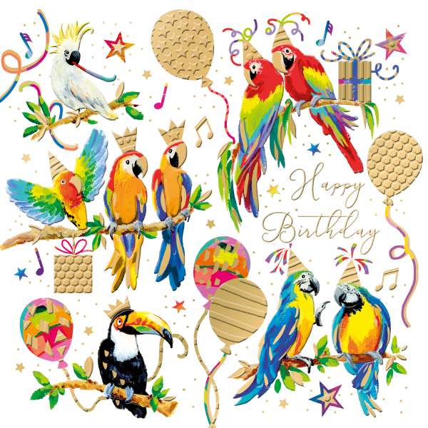 Noel Tatt Exotic Birds Birthday Blank Card