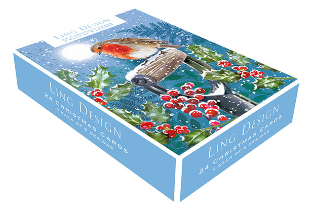 Ling Design Box of 24 Christmas Card**