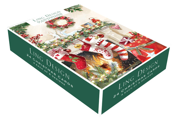 Ling Design Box of 24 Christmas Card**