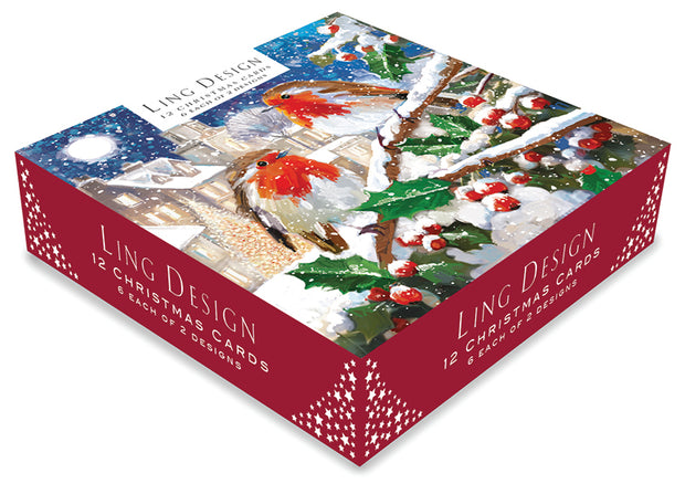 Ling Design Box of 12 Christmas Card**