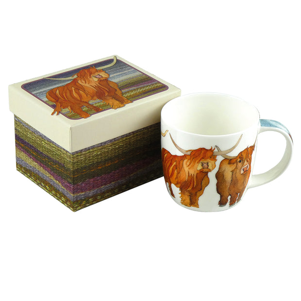 Emma Ball Highland Cow Bone China Mug with Gift Box