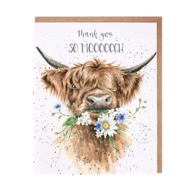 Wrendale 'So Moooch!' highland cow thank you card