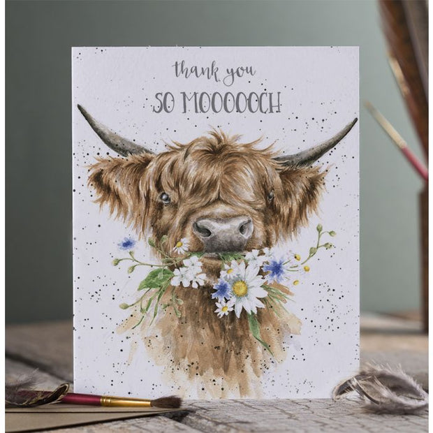 Wrendale 'So Moooch!' highland cow thank you card