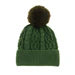 Fern Green Cable Knit Faux Fur Bobble Hat**