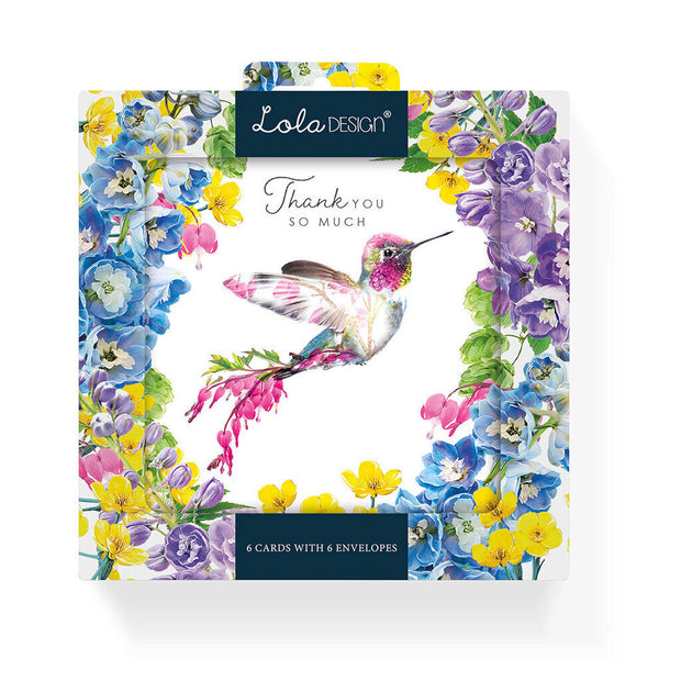 Lola Designs Hummingbird Thank You 6 Notelets