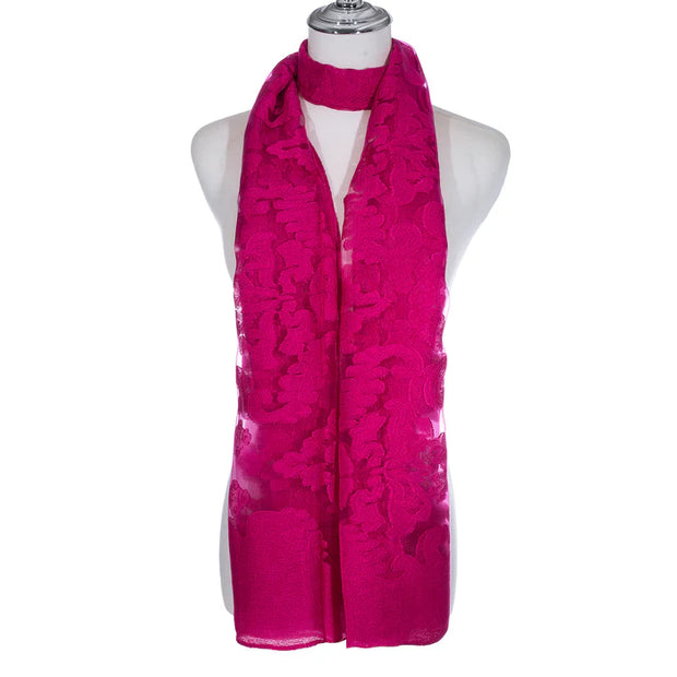 Accessories By Park Lane Hot Pink Burnt Out Scarf**