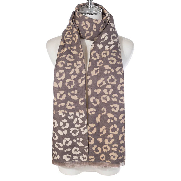Accessories By Park Lane Latte Leopard Print Scarf**