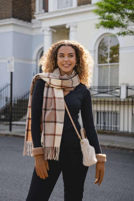 Accessories By Park Lane Natural Checked Scarf**