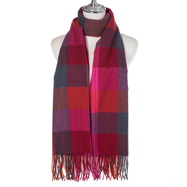 Accessories By Park Lane Raspberry Checked Scarf**
