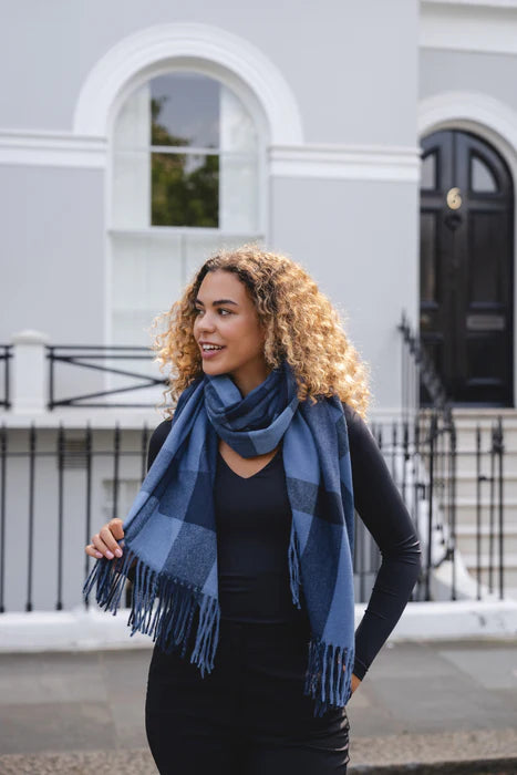 Accessories By Park Lane Blue Checked Scarf**