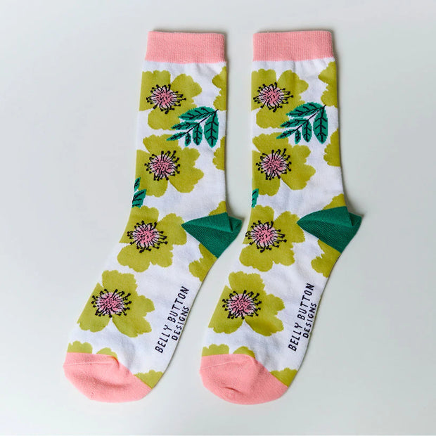 Belly Button Bamboo Socks Yellow Rose