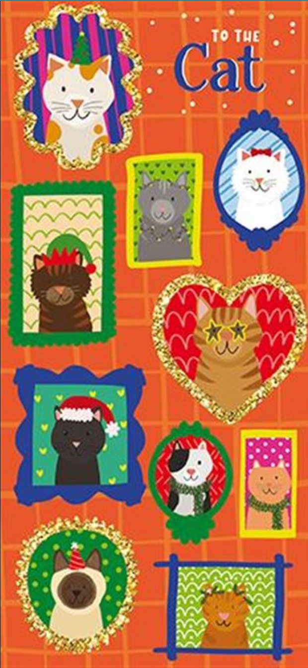 Paper Rose To The Cat Money Wallet Christmas Card**