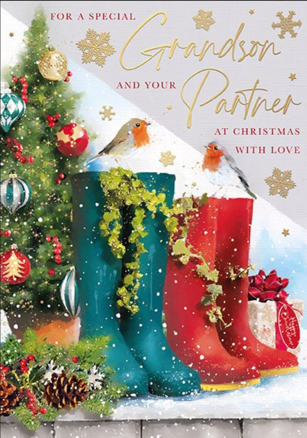 Words N Wishes Grandson & Partner Christmas Card**