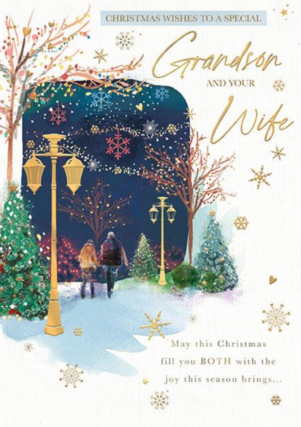 Words N Wishes Grandson & Wife Christmas Card**