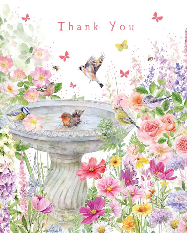 Noel Tatt Thank You Bird Bath Notelets pack of 4