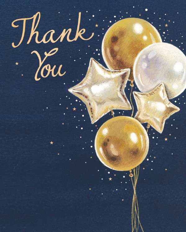 Noel Tatt Thank You Balloons Notelets pack of 4