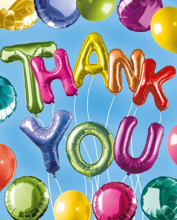 Noel Tatt Thank You Balloons Notelets pack of 4