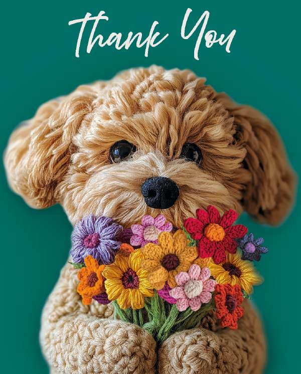 Noel Tatt Thank You Dog Notelets pack of 4