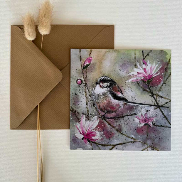 Alex Clark Long Tailed Tit and Magnolia blank card*