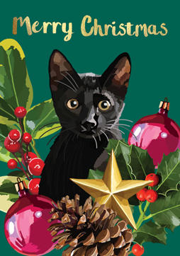 Sarah Kelleher Black Cat Christmas Card