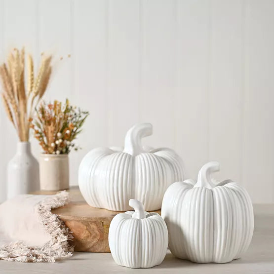 Country Living White Pumpkin Ornament*