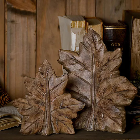 Country Living Autumn Wood Effect Resin Leaf Small*