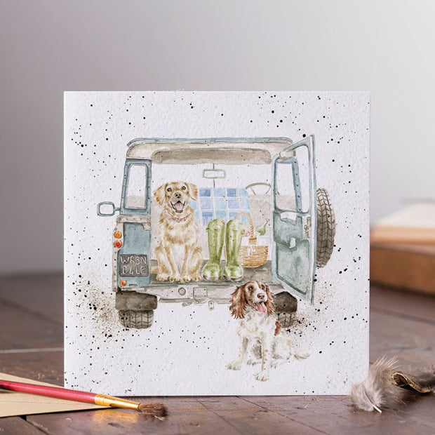 Wrendale 'Paws for a Picnic' labrador & spaniel Blank card