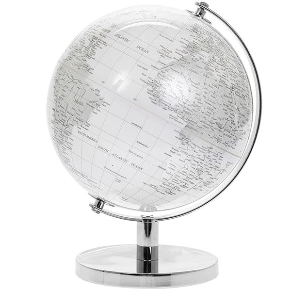 White Silver World Globe Medium