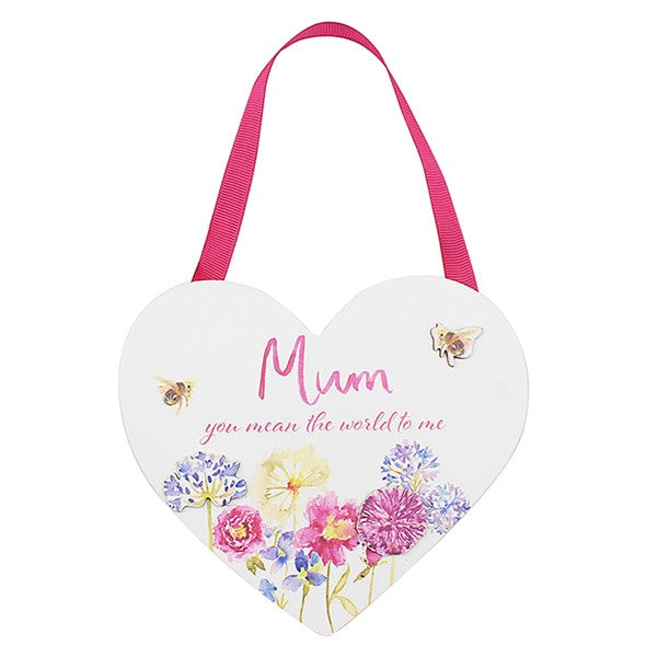 Floral Mum Small Heart Plaque