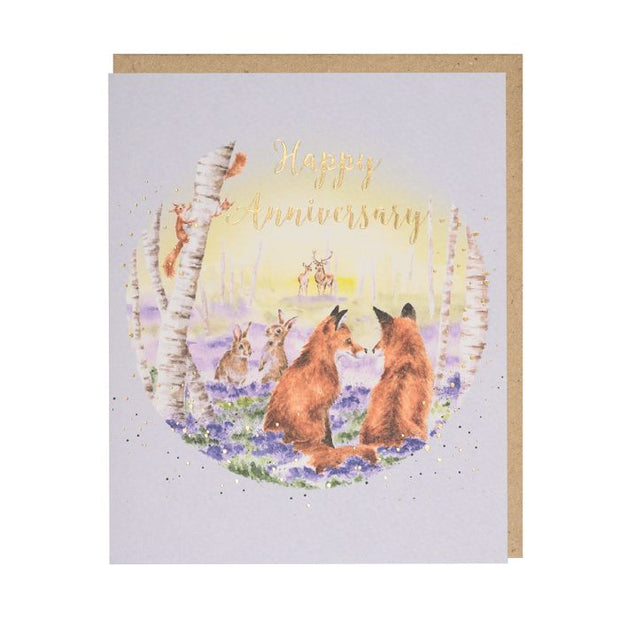 Wrendale 'Bluebell Woods' woodland animal Anniversary Card