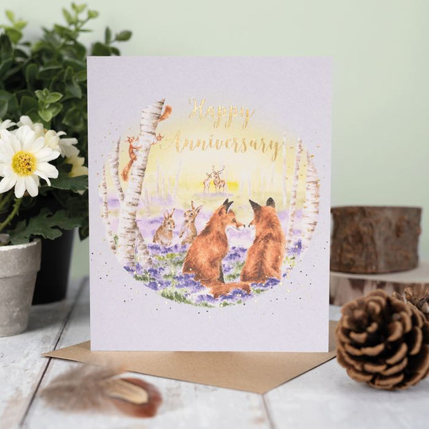Wrendale 'Bluebell Woods' woodland animal Anniversary Card