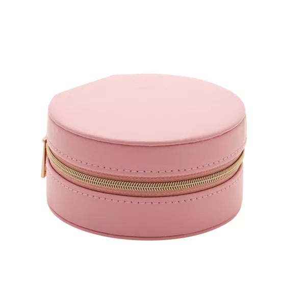 Pink Round Zip Jewellery Box