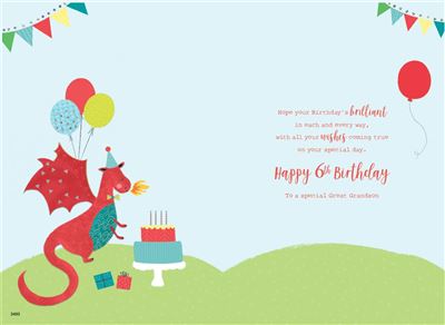 ICG Great Grandson 6th Birthday Card