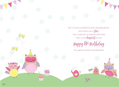 ICG Great Granddaughter 8th Birthday Card