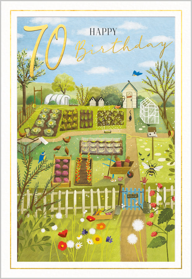 Abacus 70th Birthday Gardening Card