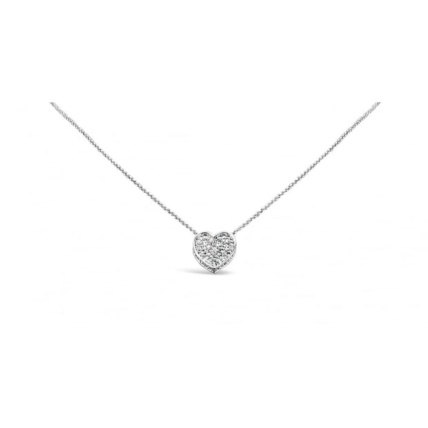 Rhodium Plated Crystal Heart Necklace