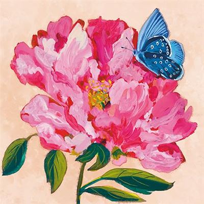 Paper Rose Peony & Butterfly Blank Card*