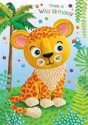 Paper Rose Leopard Children's Birthday Card*