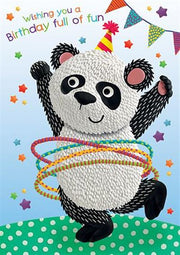 Paper Rose Hula Hoopa Panda Children's Birthday Card*