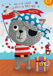 Paper Rose Pirate Cat Children's Birthday Card*